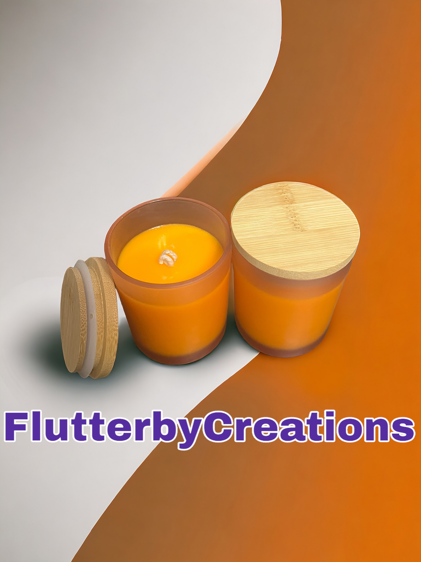 a couple of orange candles sitting next to each other