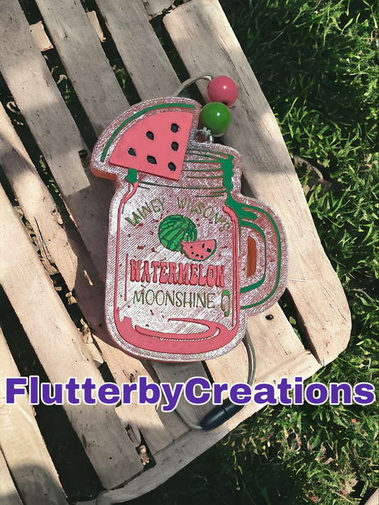 a wooden chair with a watermelon painted on it