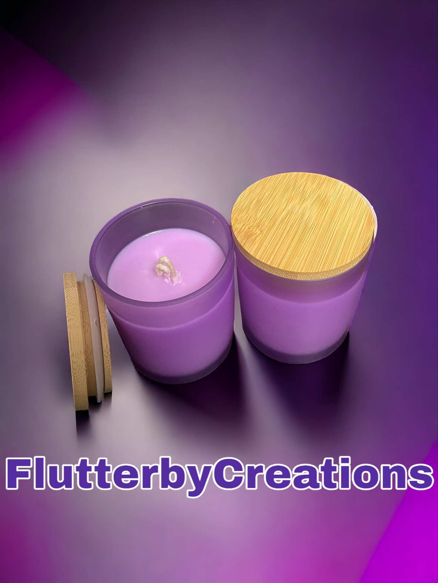 a purple container with a wooden lid next to a purple container with a wooden lid
